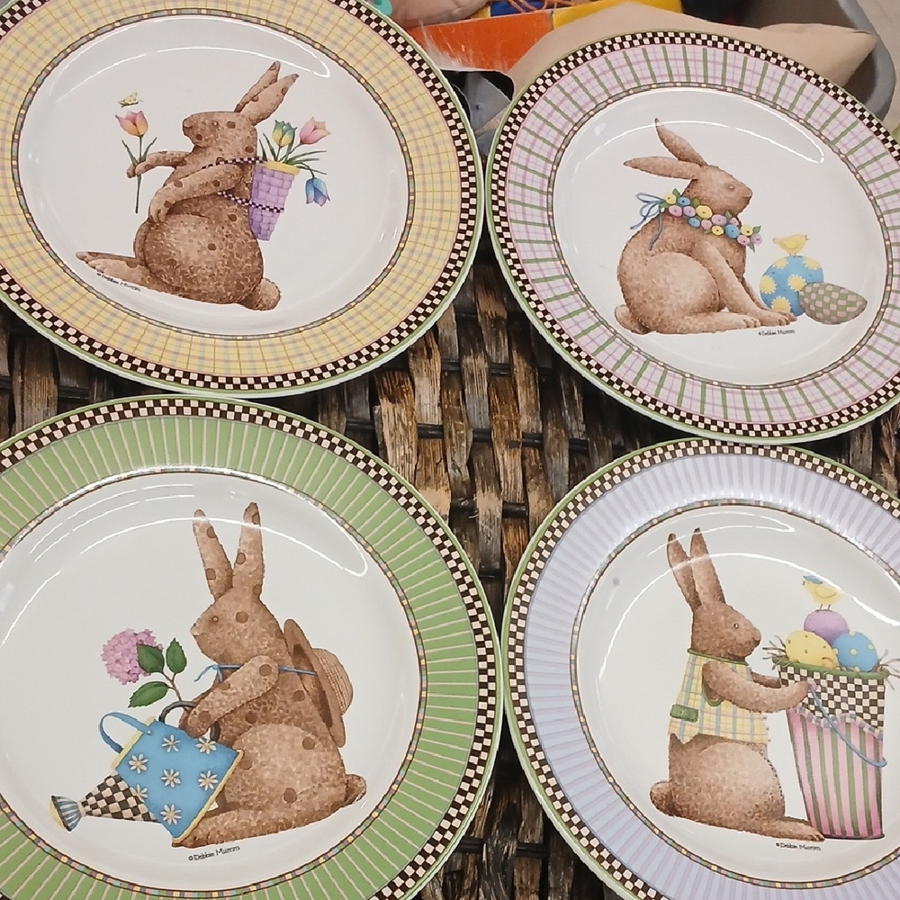Easter Bunny Ceramic Plate Set - Multicolor
